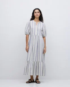 Vestido largo volantes azul