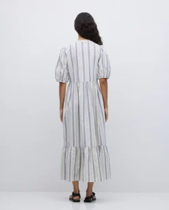 Vestido largo volantes azul