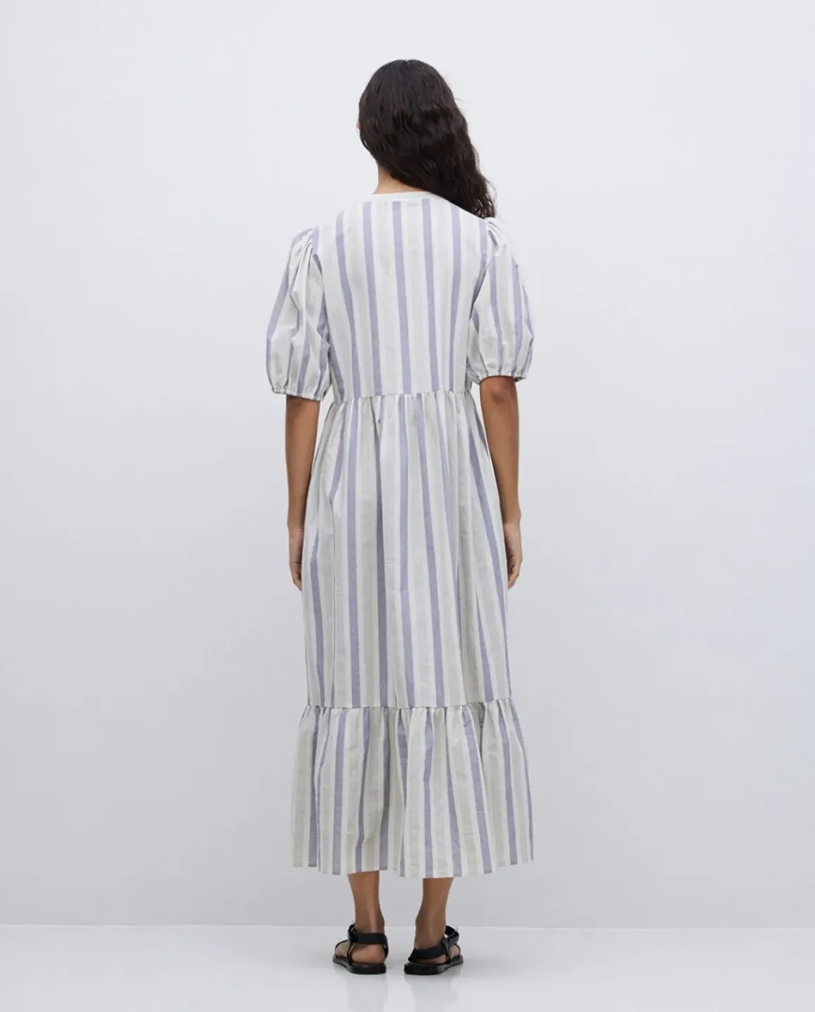 Vestido largo volantes azul