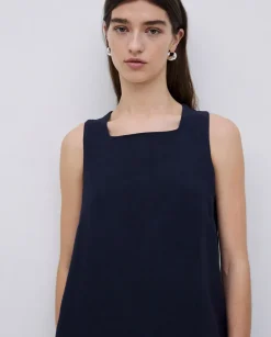 Vestido 100% lino azul oscuro