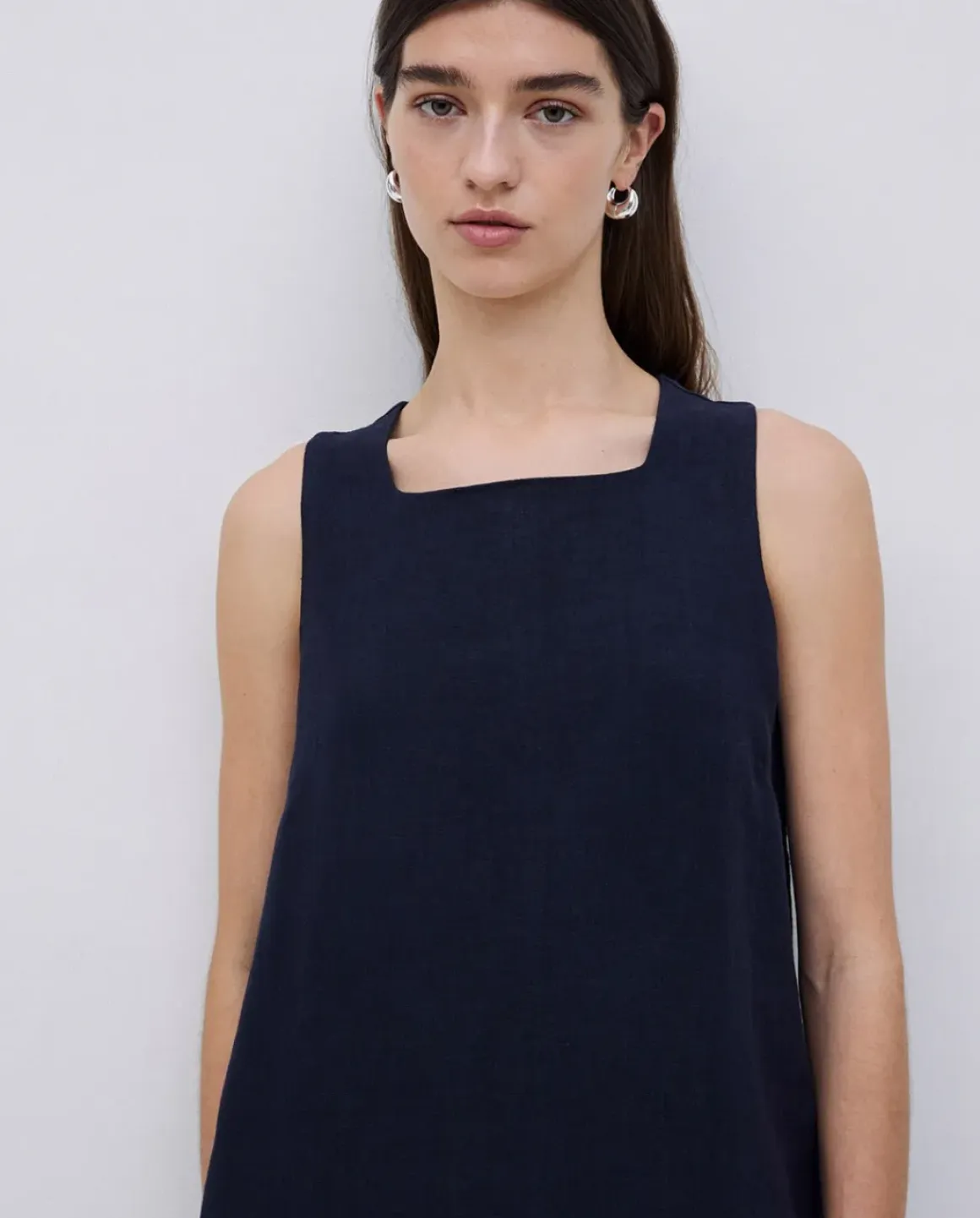Vestido 100% lino azul oscuro