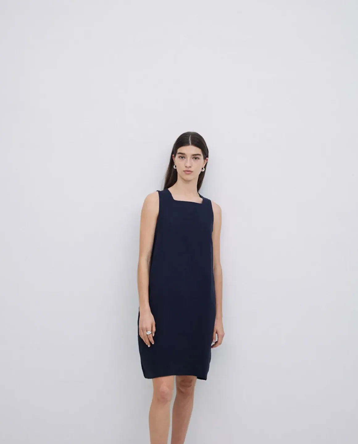 Vestido 100% lino azul oscuro
