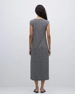 Vestido midi geométrico negro
