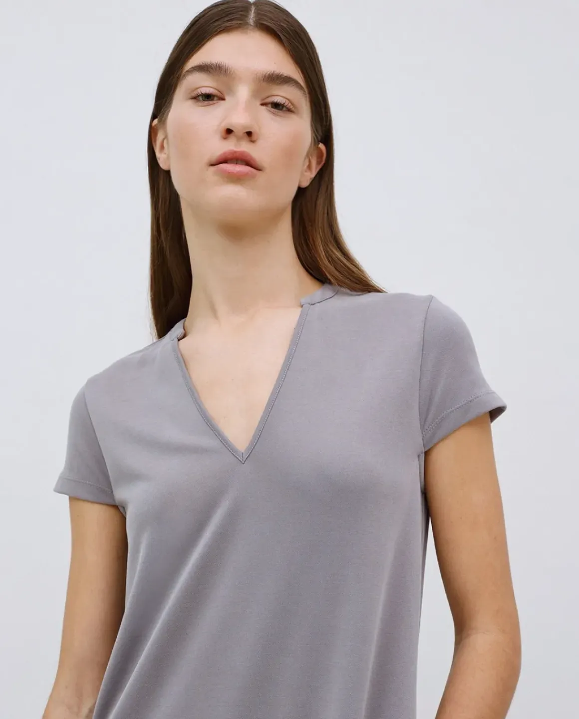 Vestido midi manga japonesa gris