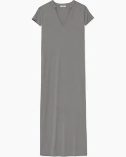 Vestido midi manga japonesa gris
