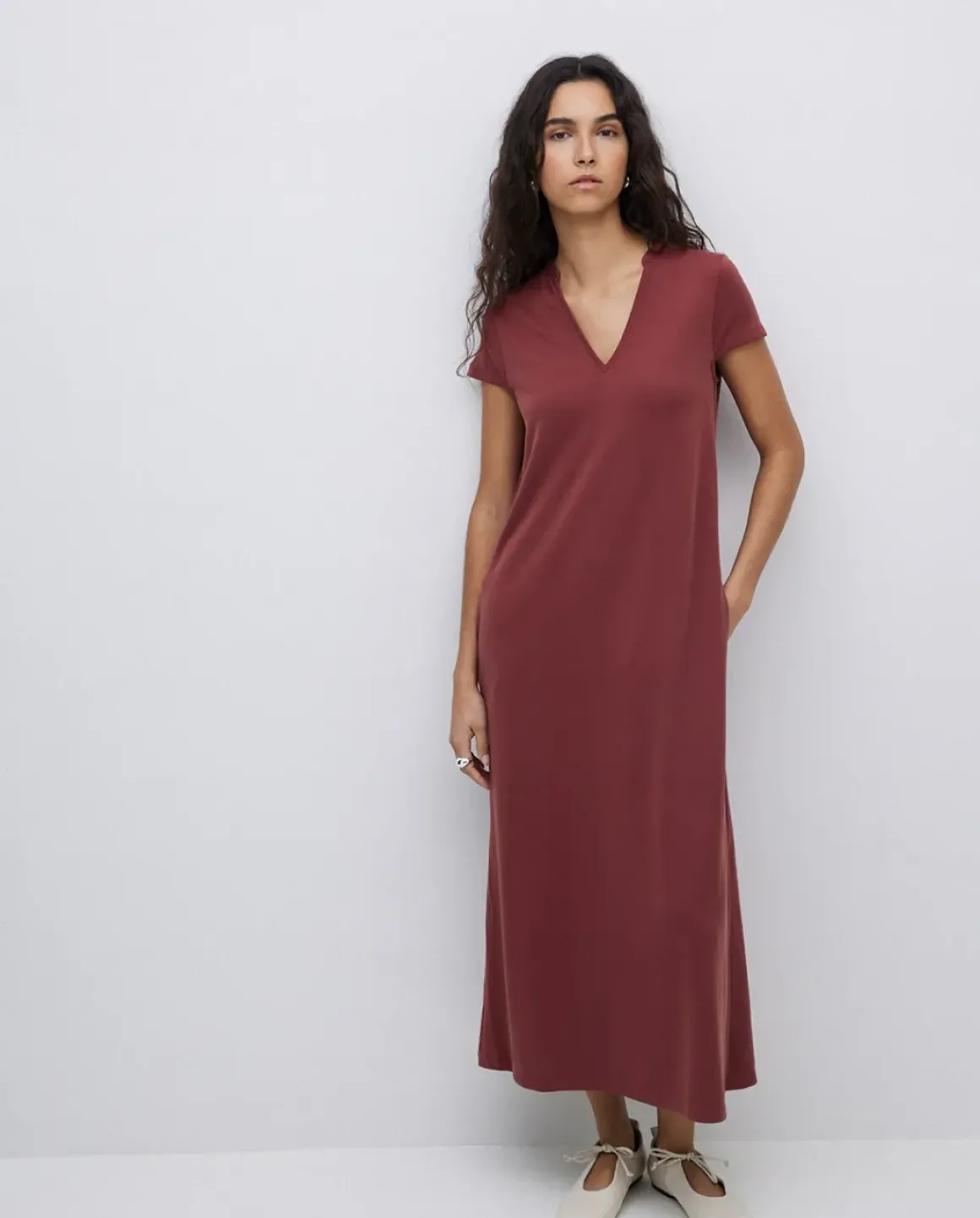 Vestido midi manga japonesa granate