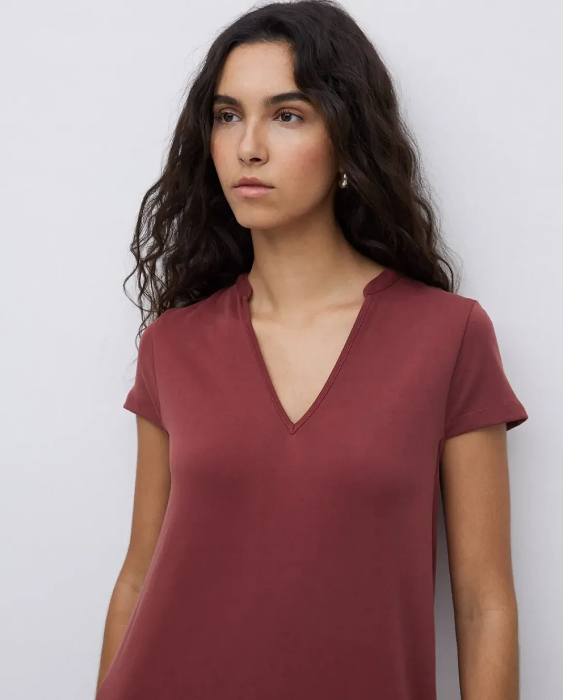 Vestido midi manga japonesa granate