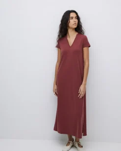 Vestido midi manga japonesa granate