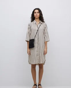 Vestido tencel cuello camisero crudo