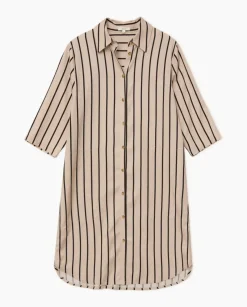 Vestido tencel cuello camisero crudo