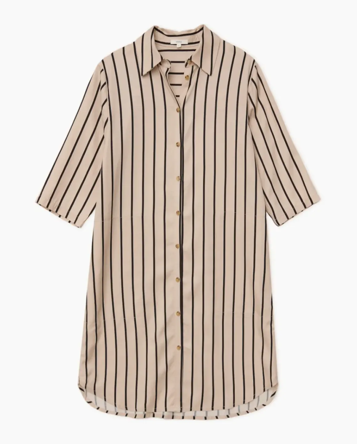 Vestido tencel cuello camisero crudo